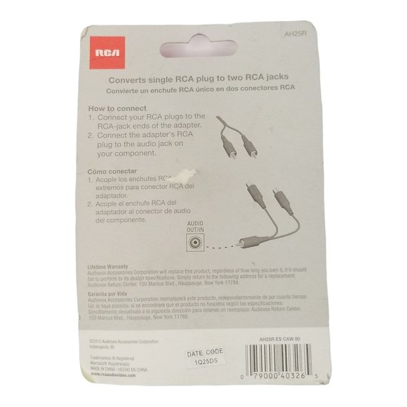 RCA Audio Y Adapter AH25R Convert RCA Plug 2 Jacks - Picture 6 of 6